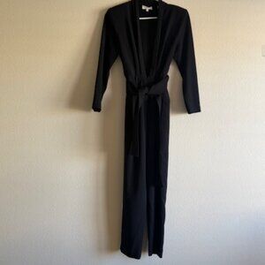 A.L.C. Kieran Jumpsuit Women's Black V-Neck Long Sleeve Self-Tie 6